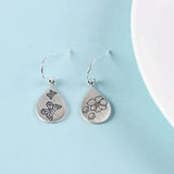 S925 Silver Drop Earrings Frosted Butterfly Print Women Girls Gift