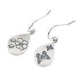 S925 Silver Drop Earrings Frosted Butterfly Print Women Girls Gift