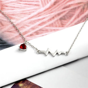 S925 ECG Heart Pendant Necklace Heart Attack Jewelry