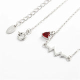 S925 ECG Heart Pendant Necklace Heart Attack Jewelry