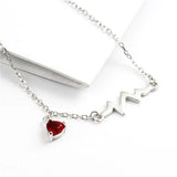 S925 ECG Heart Pendant Necklace Heart Attack Jewelry