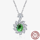 S925 Silver Emerald Necklace Stunning Diamond Pendant