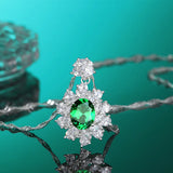 S925 Silver Emerald Necklace High Carbon Stone Full Diamond Pendant Necklace
