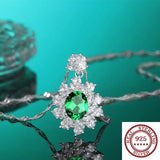 S925 Silver Emerald Necklace Stunning Diamond Pendant