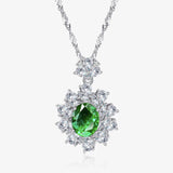 S925 Silver Emerald Necklace High Carbon Stone Full Diamond Pendant Necklace