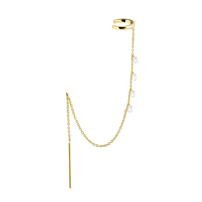 S925 Silver European Stud Earrings Chain for Women Girl Party Charm Jewelry