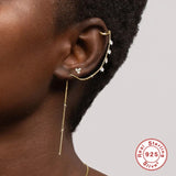 S925 Silver European Stud Earrings Chain for Women Girl Party Charm Jewelry