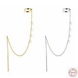 S925 Silver European Stud Earrings Chain for Women Girl Party Charm Jewelry
