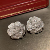 S925 Silver Camellia Flower Stud Earrings with AAAAA Cubic Zirconia
