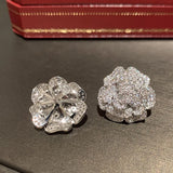 S925 Silver Camellia Flower Stud Earrings with AAAAA Cubic Zirconia