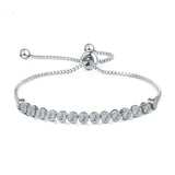 S925 Silver Box Chain Zircon Bracelet Adjustable Girl's Hand Jewelry