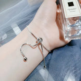 S925 Silver Box Chain Zircon Bracelet Adjustable Girl's Hand Jewelry