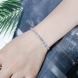 S925 Silver Box Chain Zircon Bracelet Adjustable Girl's Hand Jewelry