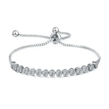 S925 Silver Box Chain Zircon Bracelet Adjustable Girl's Hand Jewelry