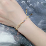 S925 Silver Box Chain Zircon Bracelet Adjustable Girl's Hand Jewelry
