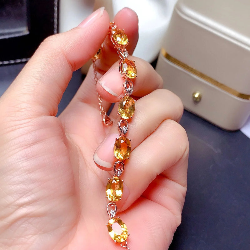 S925 Silver Citrine Colorful Bracelet Plated 18K Rose
