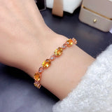 S925 Silver Citrine Colorful Bracelet Plated 18K Rose