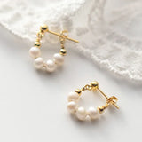 S925 Silver Pearl Beaded Earrings Rear Hanging Sweet Women's Earrings