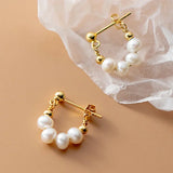 S925 Silver Pearl Beaded Earrings Rear Hanging Sweet Women's Earrings