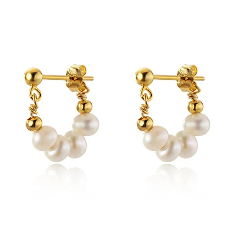 S925 Silver Pearl Beaded Earrings Rear Hanging Sweet Women's Earrings