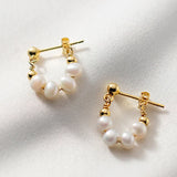 S925 Silver Pearl Beaded Earrings Rear Hanging Sweet Women's Earrings