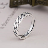 S925 Silver Irregular Retro Open Ring for Travel and Casual Gatherings