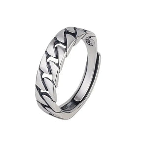 S925 Silver Irregular Retro Open Ring for Travel and Casual Gatherings