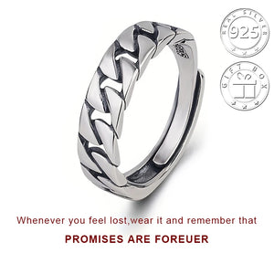 S925 Silver Irregular Retro Open Ring for Travel and Casual Gatherings