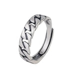 S925 Silver Irregular Retro Open Ring for Travel and Casual Gatherings