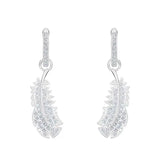 S925 Silver Feathers Earrings CZ Female Ear Studs Jewelry Romantic Gift