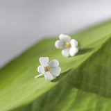 S925 Silver Gardenia Flower Earrings Retro Fairy Air Earrings