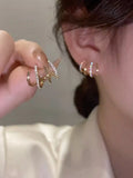 S925 Silver Gilded Earrings Female Small Four Claw Earrings