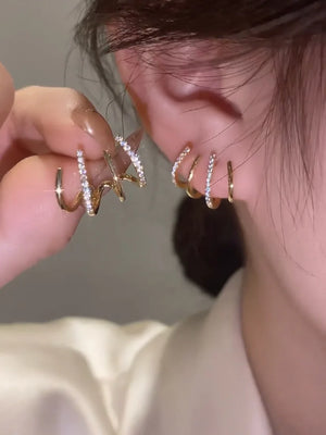 S925 Silver Gilded Earrings Female Small Four Claw Earrings