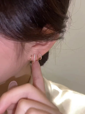 S925 Silver Gilded Earrings Female Small Four Claw Earrings