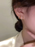 S925 Silver Gilded Earrings Female Small Four Claw Earrings