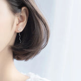 S925 Silver Girl's Hollow Heart Ear Line Earrings