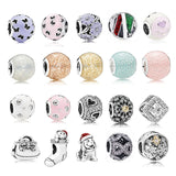 S925 Silver Glass Beads Charms for Bracelets, Christmas Dog Sock Mother's Gift