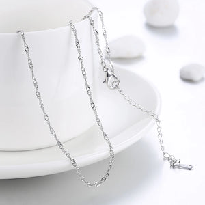 S925 Silver 18in Wave Chain Necklace Women Wedding Jewelry