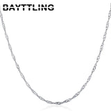 S925 Silver 18in Wave Chain Necklace Women Wedding Jewelry