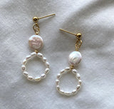 S925 Silver Stud Earring Rice Coin Pearl Wedding Jewelry