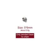 S925 Silver Gothic Punk Skull Silver Bead Pendant Thai Silver