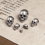 S925 Silver Gothic Punk Skull Silver Bead Pendant Thai Silver