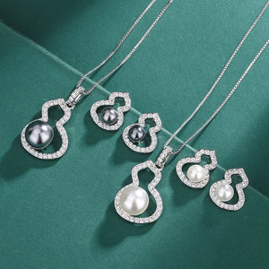 S925 Silver Gourd Earring & Pendant Set