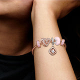 S925 Silver Love Glass Beads Chain Bracelet Set