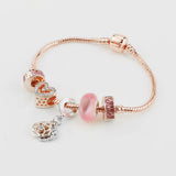 S925 Silver Love Glass Beads Chain Bracelet Set