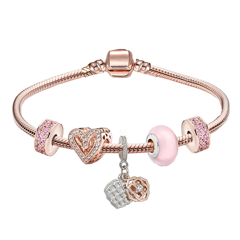 S925 Love Glass Beads Bracelet Set Romantic Gift for Women