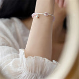 S925 Silver Bell Pendant Strawberry Quartz Bracelet