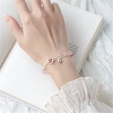 S925 Silver Bell Pendant Strawberry Quartz Bracelet