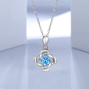 S925 Silver 4 Leaf Clover Necklace Heart Four Claws Chain