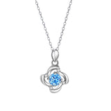 S925 Silver 4 Leaf Clover Necklace Heart Four Claws Chain
